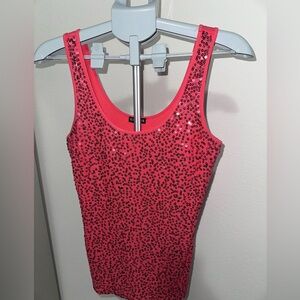 Express Dreamweight Cotton Salmon Sequined Tank Top